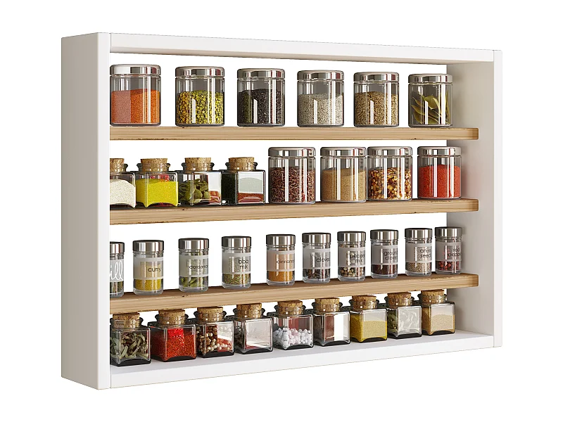 Kitchen furniture hanging cabinet Esaldi White / Honey oak H. 40 x W. 60 x D. 10 cm