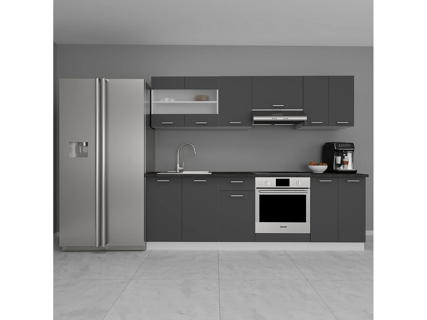 8-tlg Einbauküche Küchenzeile 240 cm Esilo