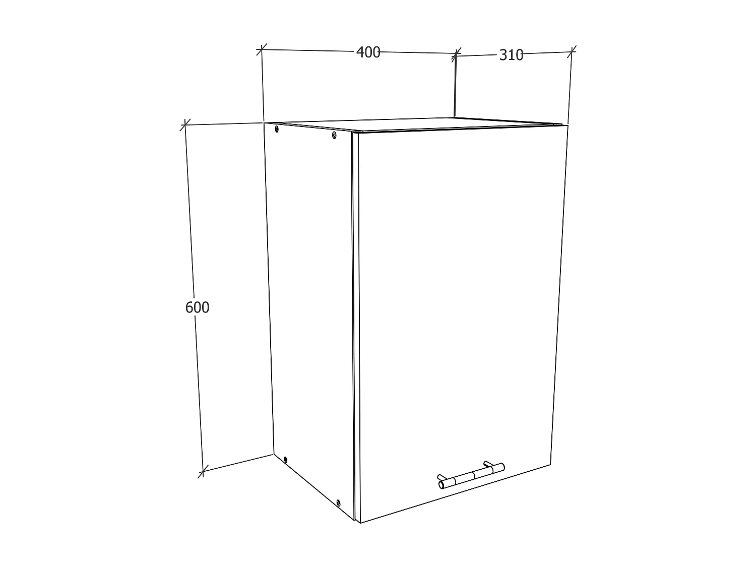 Kitchen furniture hanging cabinet Esilo White / Anthracite H. 60 x W. 40 x D. 31 cm