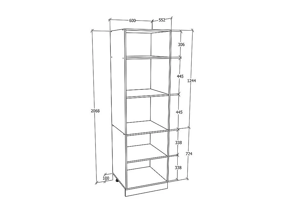 Kitchen furniture cabinet Esilo White / Anthracite H. 207 x W. 60 x D. 57 cm
