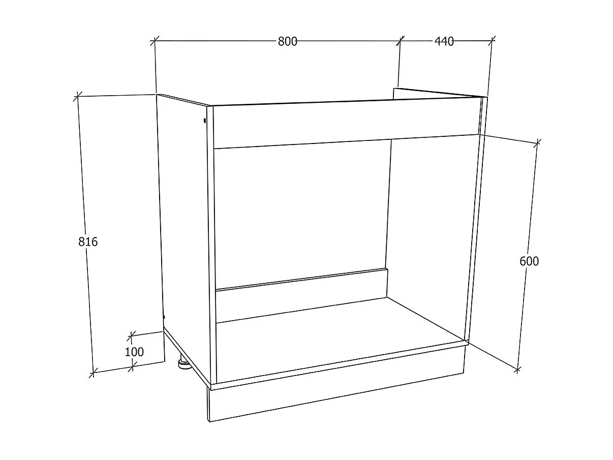Kitchen furniture cabinet Esilo White / Anthracite H. 82 x W. 80 x D. 46 cm