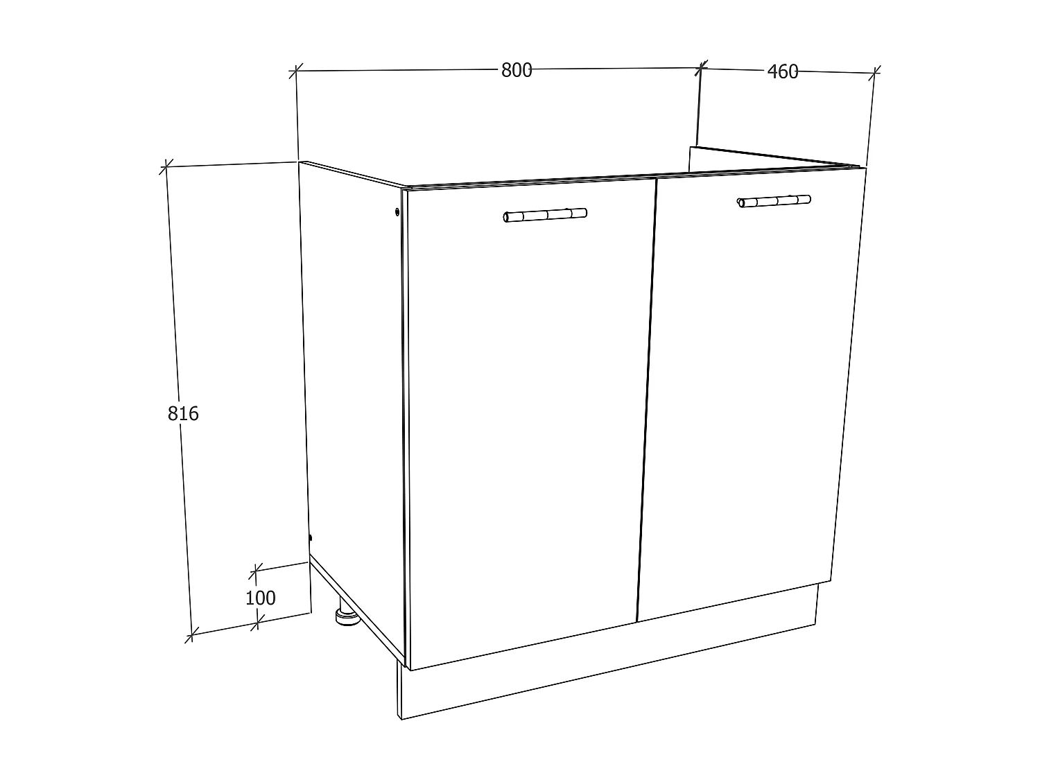 Kitchen furniture cabinet Esilo White / Anthracite H. 82 x W. 80 x D. 46 cm