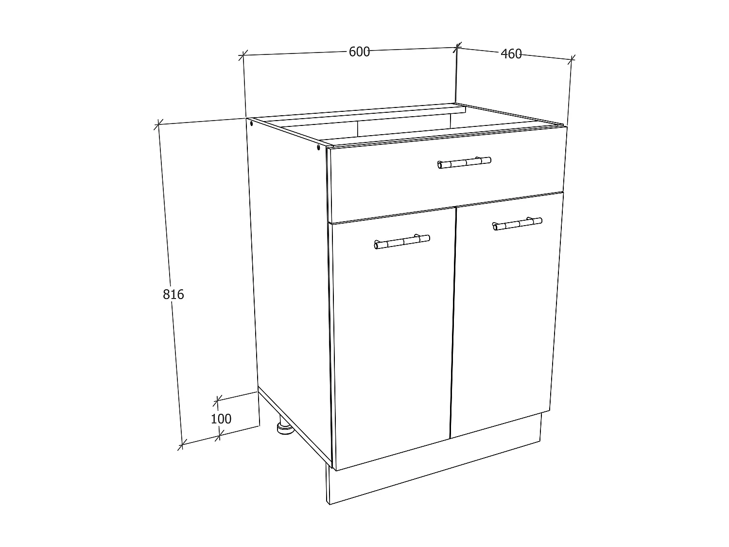 Kitchen furniture cabinet Esilo White H. 82 x W. 60 x D. 46 cm