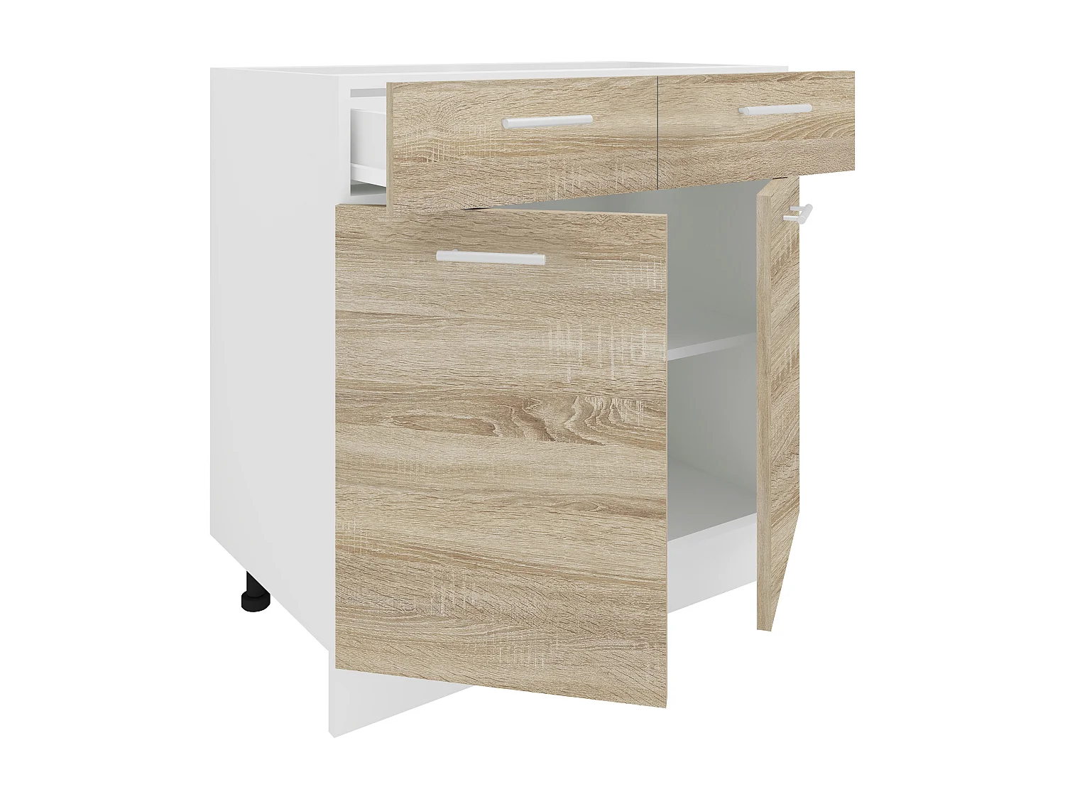Armário de cozinha VCM | Dimensões aprox. A. 82 x L. 80 x. P. 46 cm | Armário inferior com gaveta | Móveis de cozinha – Esilo (Branco / Sonoma de carvalho)