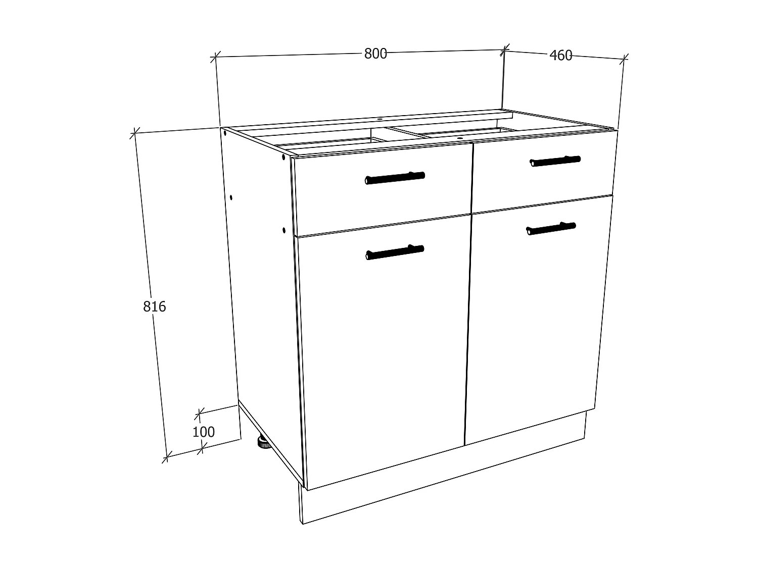 Armário de cozinha VCM | Dimensões aprox. A. 82 x L. 80 x. P. 46 cm | Armário inferior com gaveta | Móveis de cozinha – Esilo (Branco / Sonoma de carvalho)