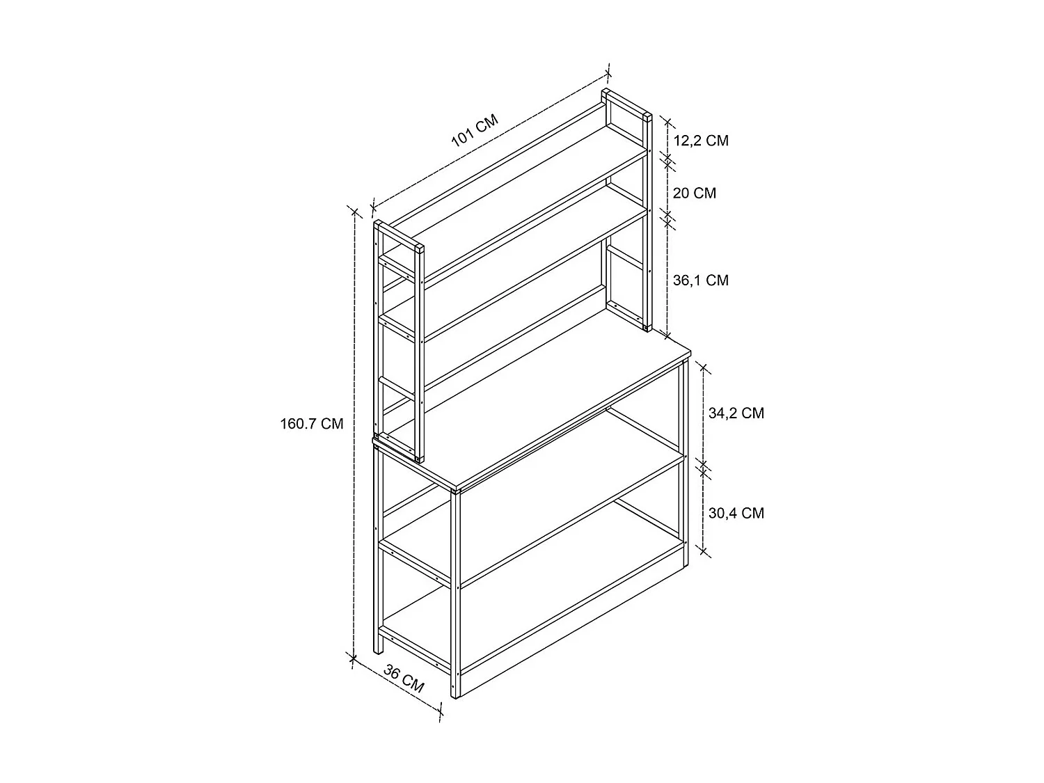 Kitchen furniture cabinet Insasi Anthracite H. 161 x W. 101 x D. 36 cm