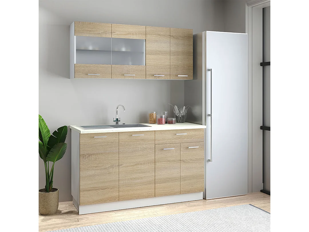 Kitchen furniture hanging cabinet Esilo White / Sonoma oak H. 60 x W. 50 x D. 31 cm