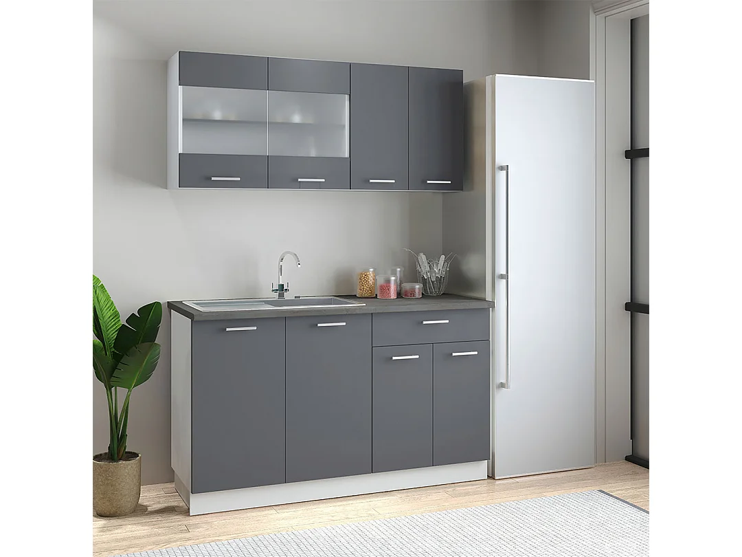 Kitchen furniture cabinet Esilo White / Anthracite H. 82 x W. 60 x D. 46 cm