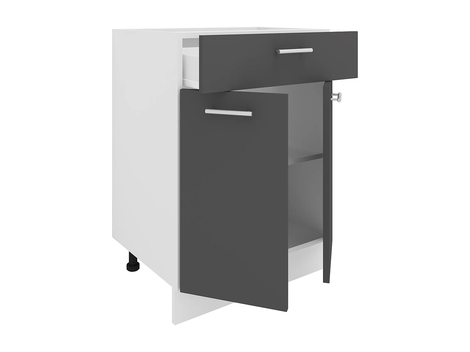 Armário de cozinha VCM | Dimensões aprox. A. 82 x L. 60 x. P. 46 cm | Armário inferior com gaveta | Móveis de cozinha - Esilo (Branco / Antracite)