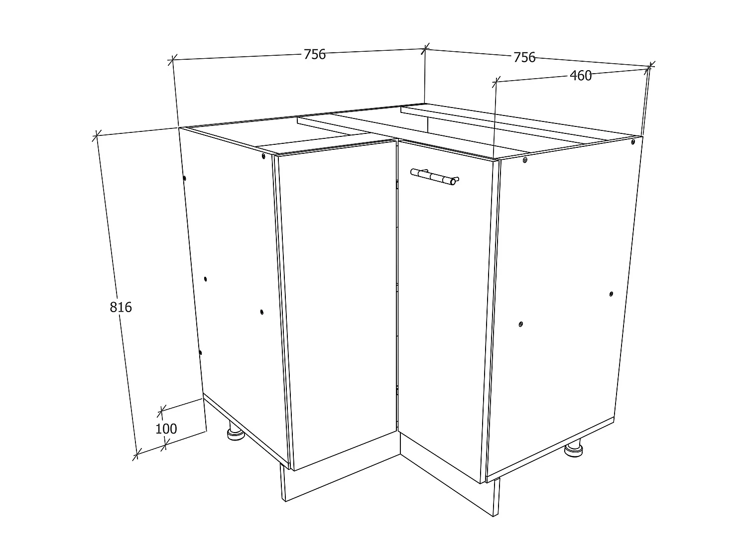 Kitchen furniture cabinet Esilo White / Anthracite H. 82 x W. 76 x D. 76 cm
