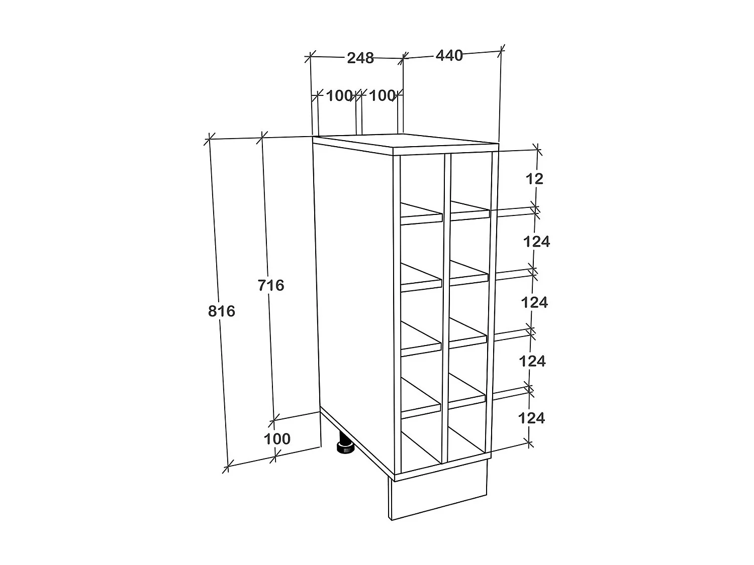 Kitchen furniture cabinet Esilo White H. 82 x W. 25 x D. 44 cm