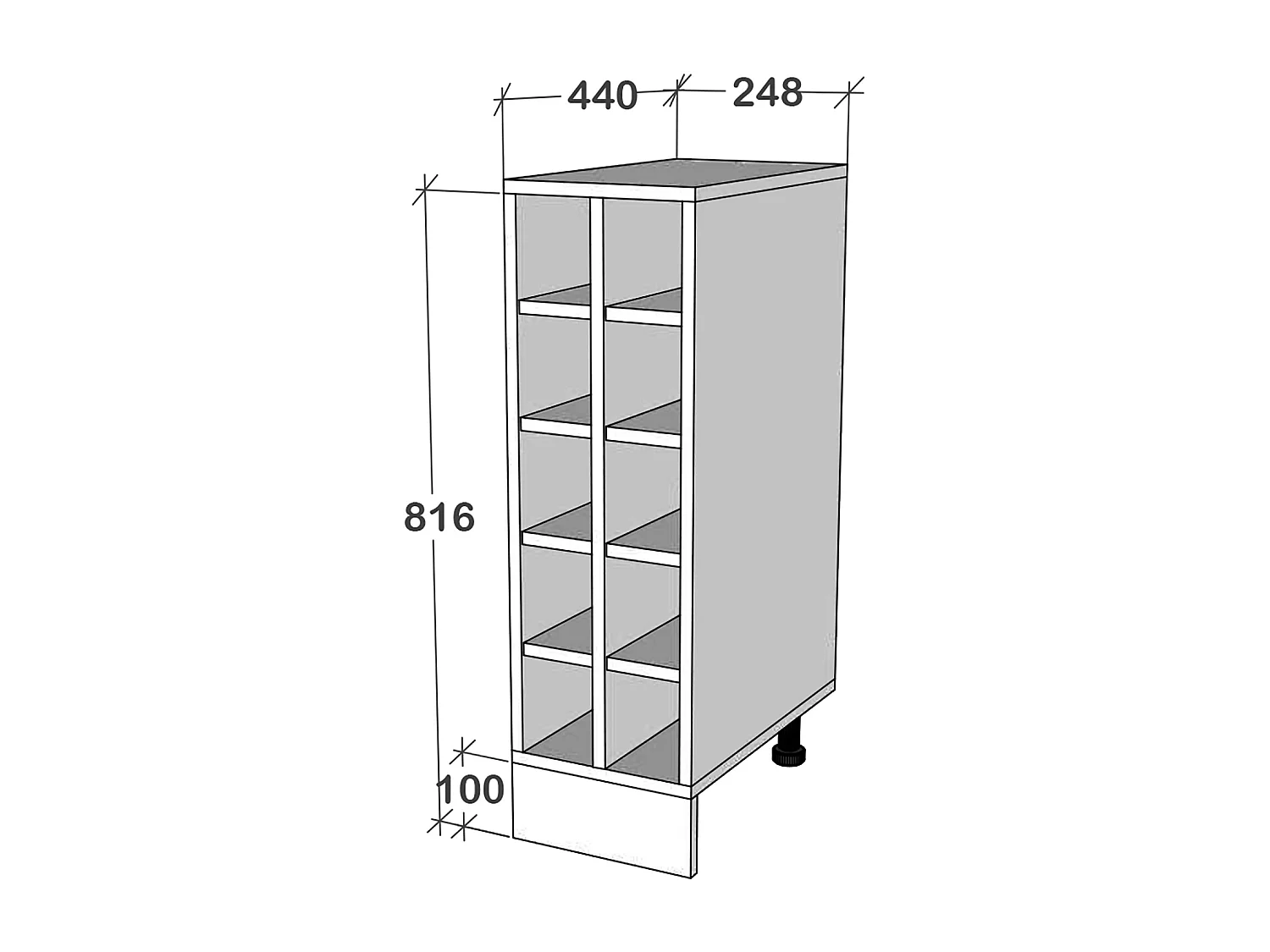 Kitchen furniture cabinet Esilo White H. 82 x W. 25 x D. 44 cm