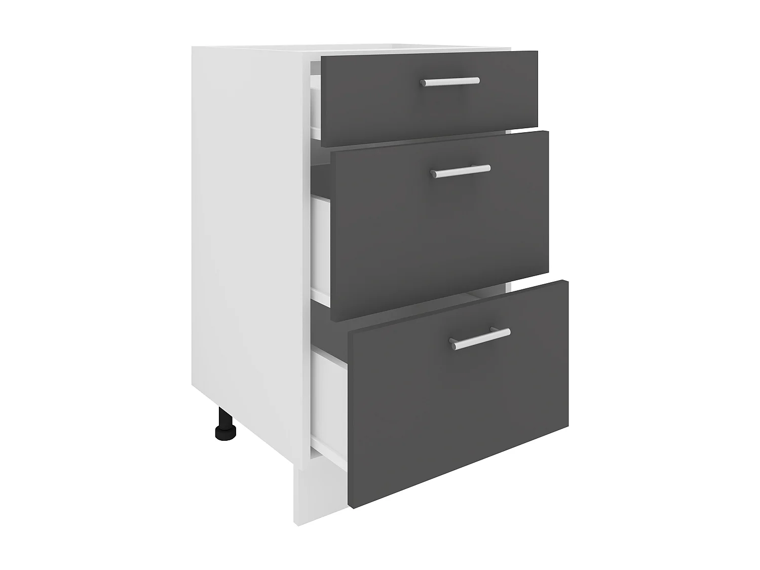 Armário de cozinha VCM | Dimensões aprox. A. 82 x L. 50 x. P. 46 cm | Armário inferior com três gavetas | Móveis de cozinha - Esilo (Branco / Antracite)