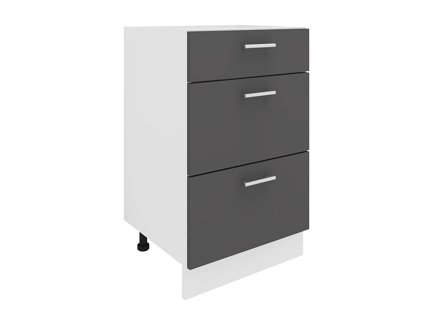 Armário de cozinha VCM | Dimensões aprox. A. 82 x L. 50 x. P. 46 cm | Armário inferior com três gavetas | Móveis de cozinha - Esilo (Branco / Antracite)