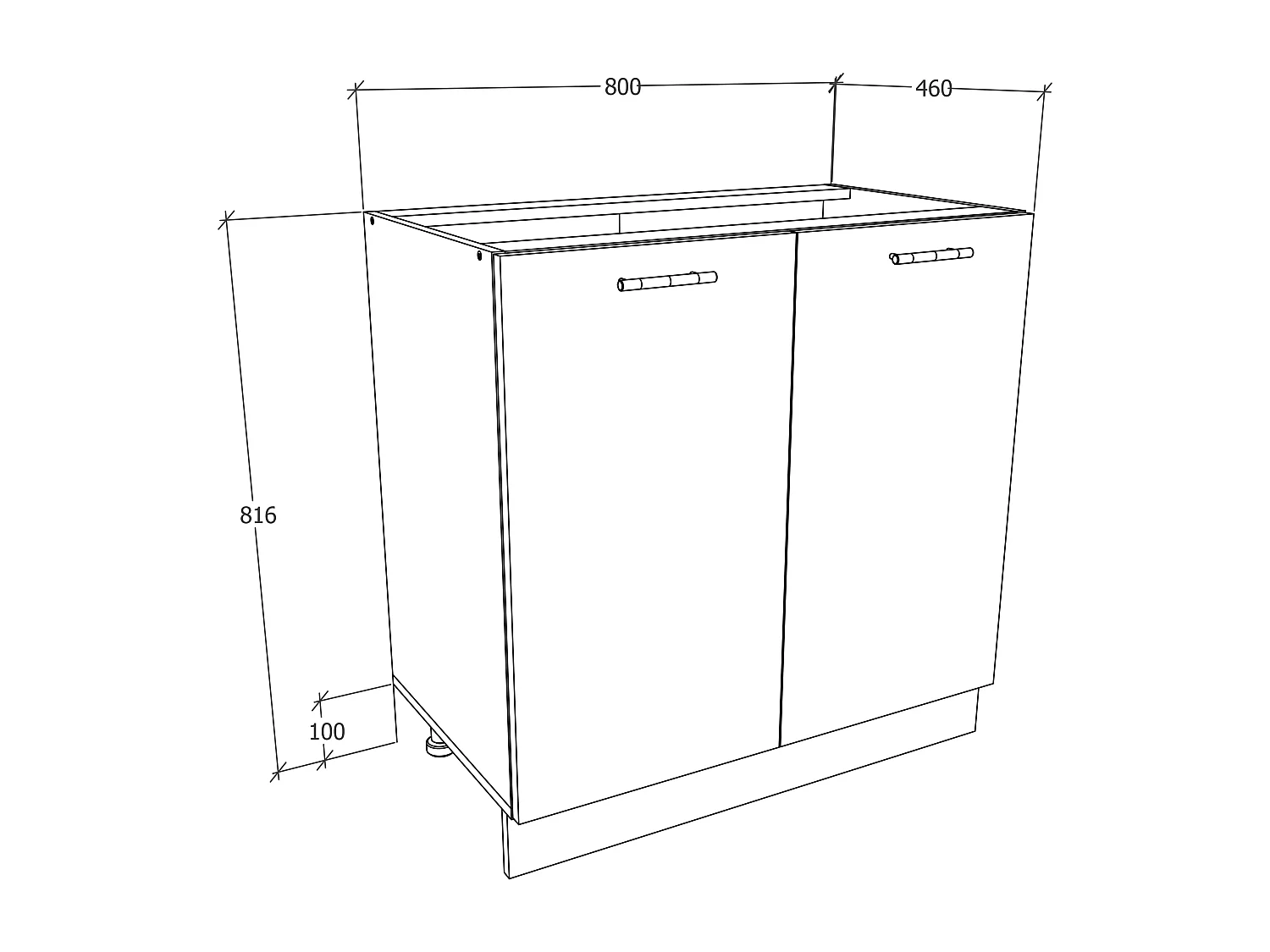 Armário de cozinha VCM | Dimensões aprox. A. 82 x L. 80 x. P. 46 cm | Armário inferior com duas portas giratórias | Mobiliário de cozinha - Esilo (Branco / Sonoma)