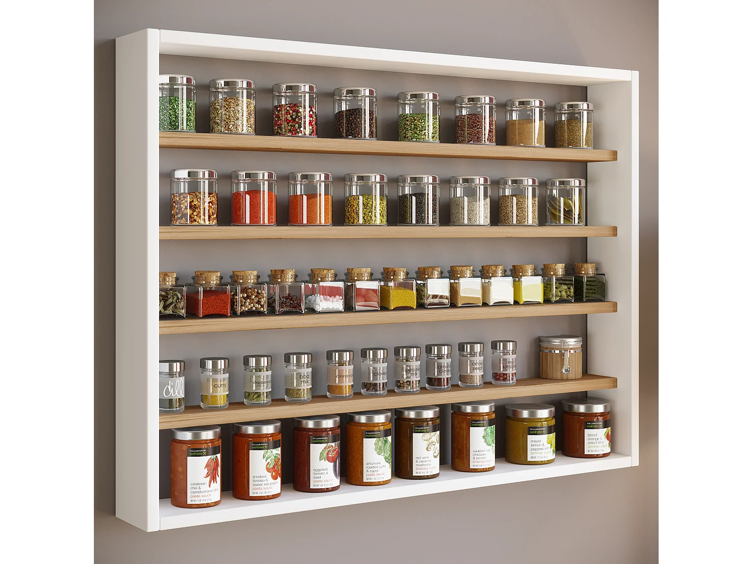 Kitchen furniture hanging cabinet Esaldi White / Honey oak H. 60 x W. 80 x D. 10 cm