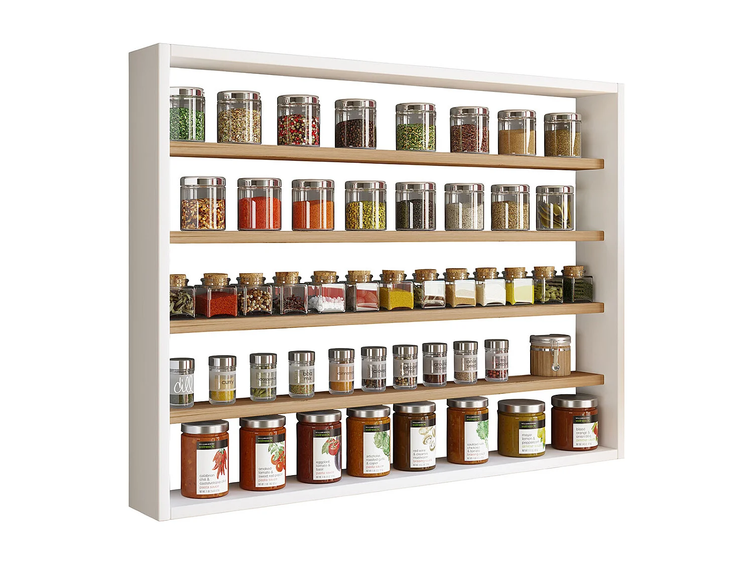 Kitchen furniture hanging cabinet Esaldi White / Honey oak H. 60 x W. 80 x D. 10 cm