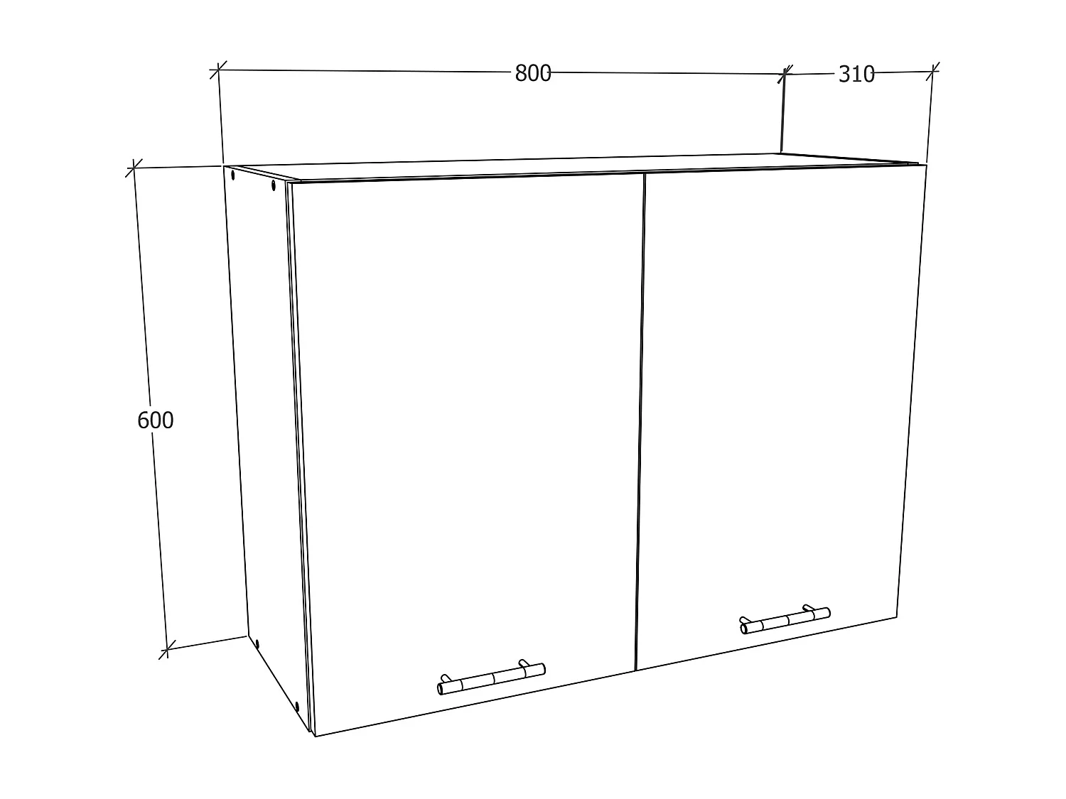 Kitchen furniture hanging cabinet Esilo White H. 60 x W. 80 x D. 31 cm