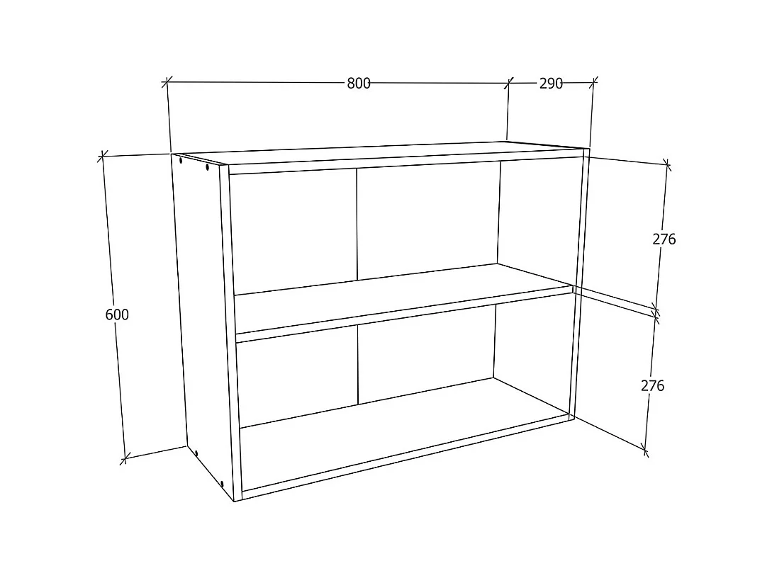 Kitchen furniture hanging cabinet Esilo White / Anthracite H. 60 x W. 80 x D. 31 cm