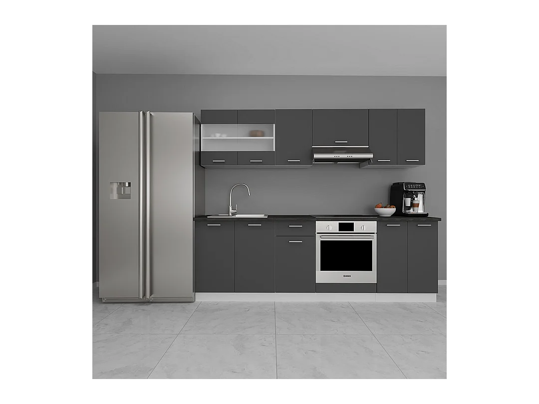 Kitchen furniture hanging cabinet Esilo White / Anthracite H. 60 x W. 80 x D. 31 cm