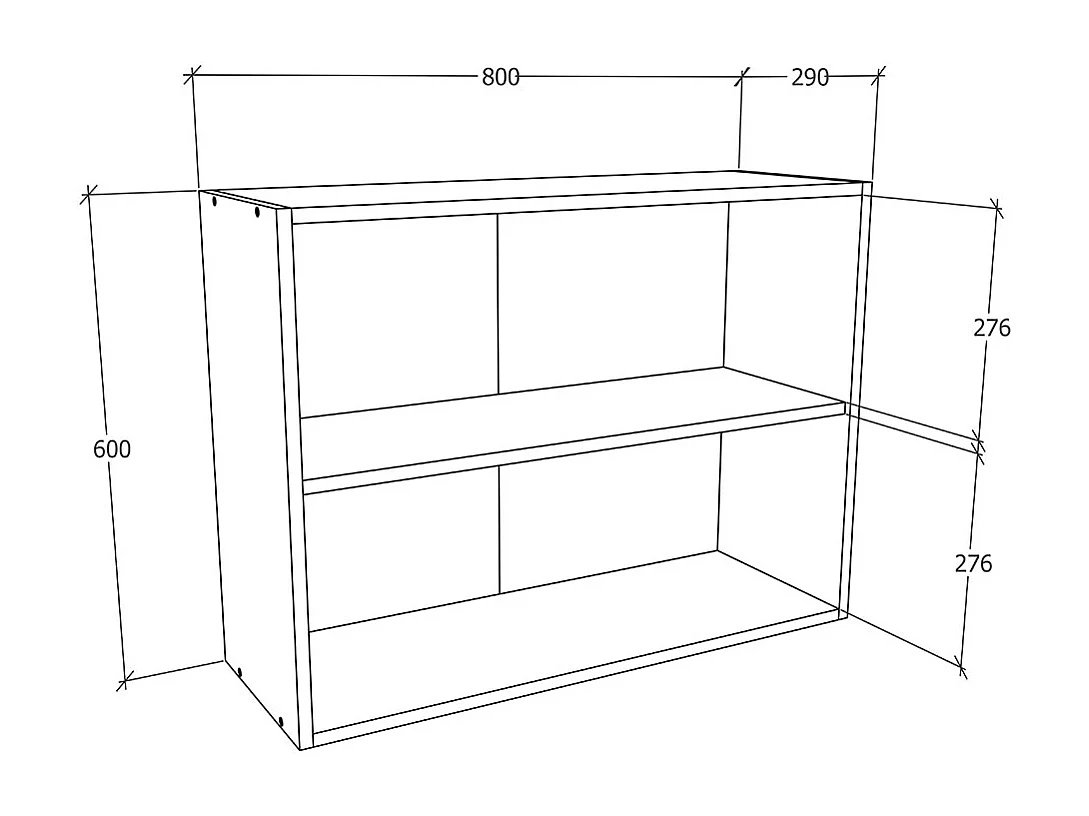 Kitchen furniture hanging cabinet Esilo White / Anthracite H. 60 x W. 80 x D. 31 cm
