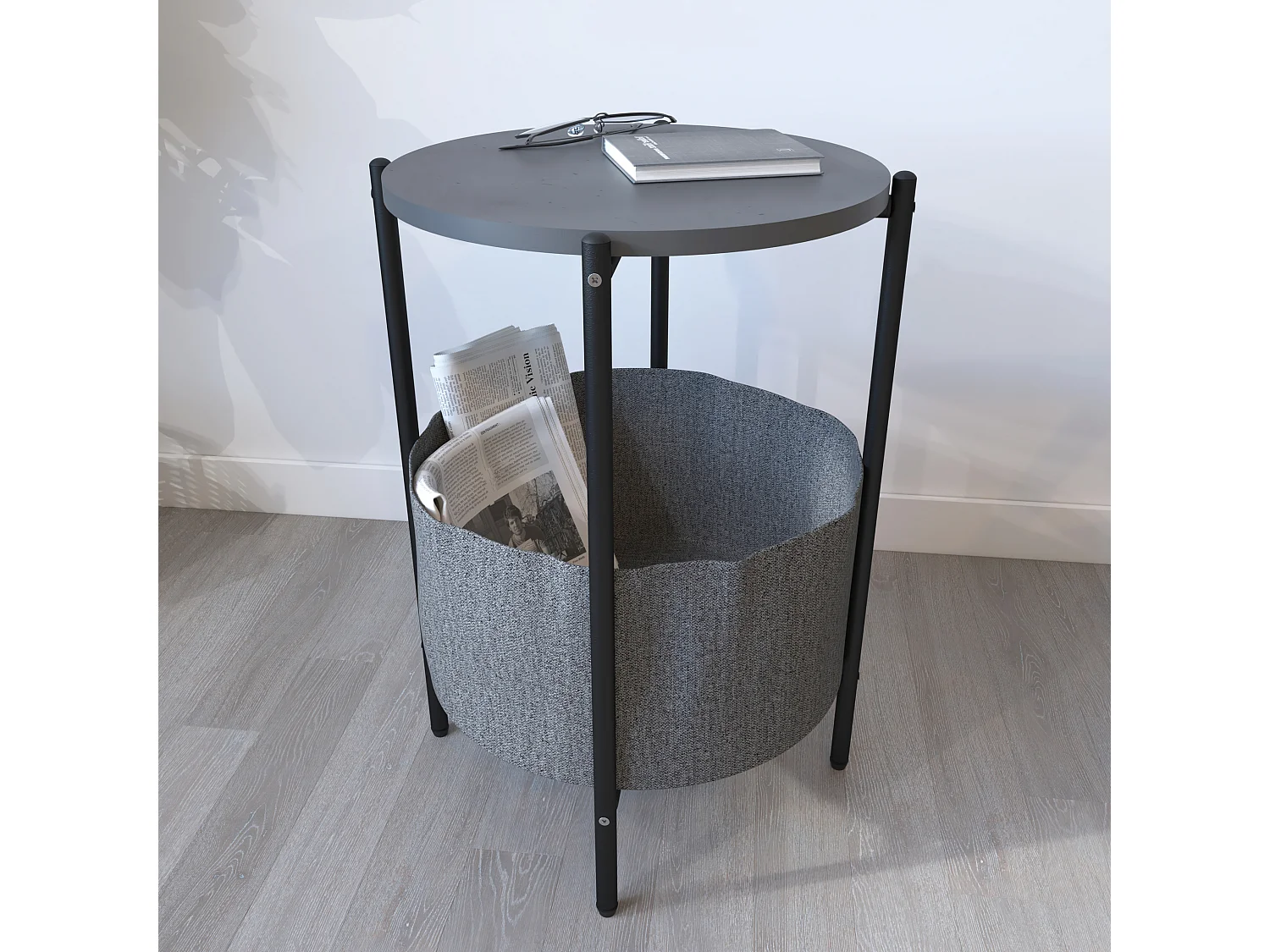 Side table & coffee table Pulia Anthracite H. 60 x W. 43 x D. 43 cm