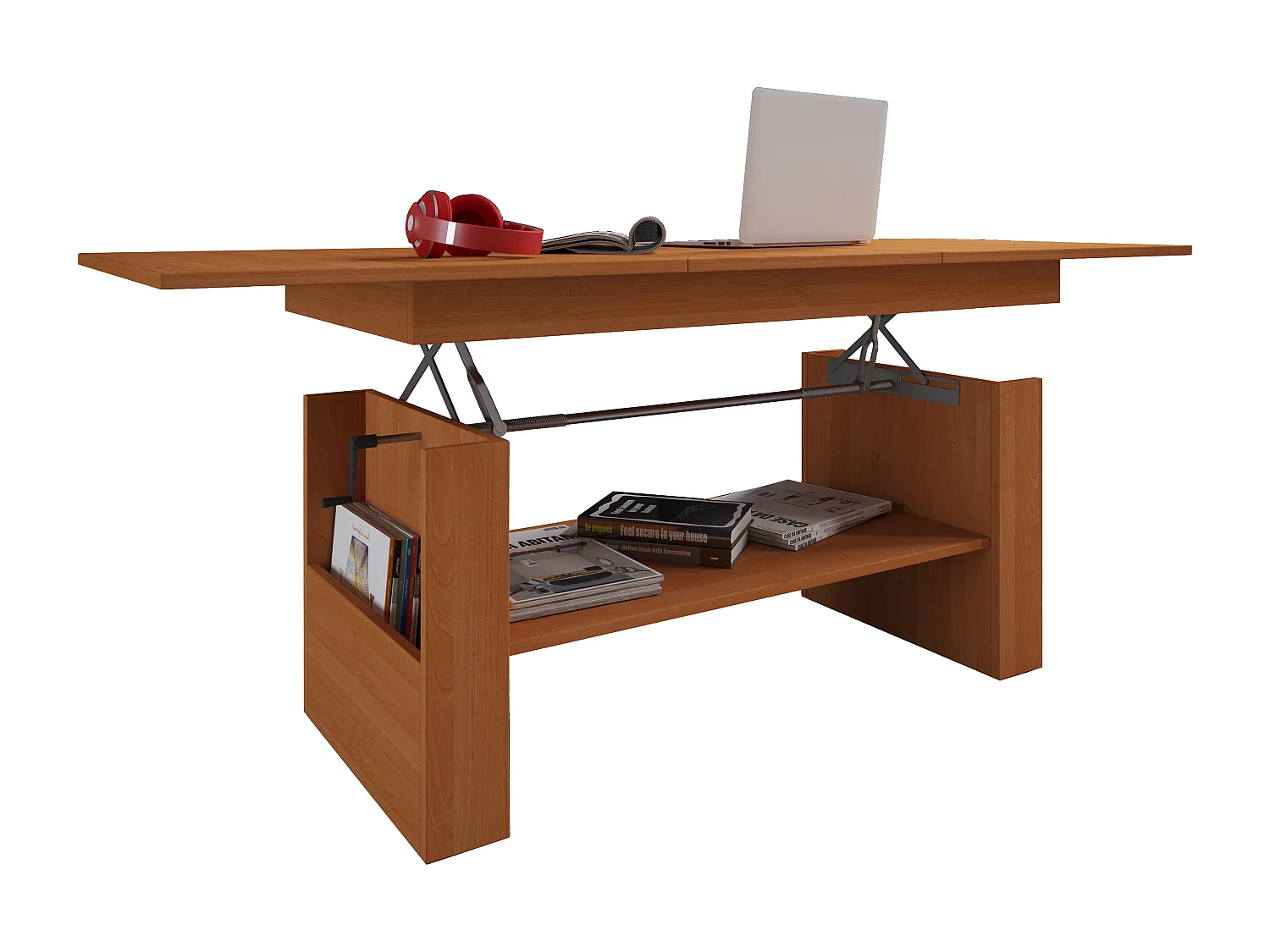 Mesa de centro de madeira VCM simples | Dimensões aprox. A. 52 x L. 115 x P. 58 cm | Mesa para sala de estar - Kobila ajustável em altura extensível (faia)