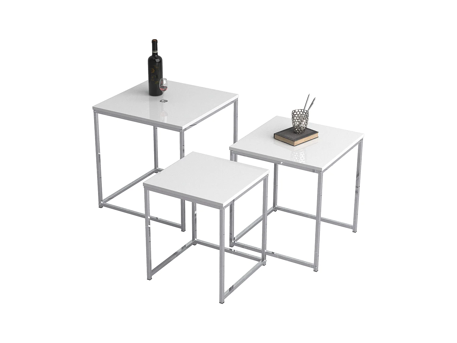 Side table & coffee table Glisal White H. 40 x W. 40 x D. 42 cm