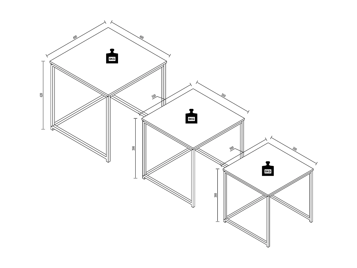 Side table & coffee table Glisal White H. 40 x W. 40 x D. 42 cm