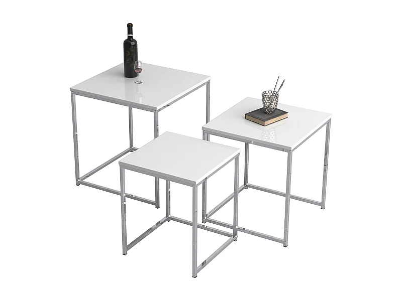 Side table & coffee table Glisal White H. 40 x W. 40 x D. 42 cm
