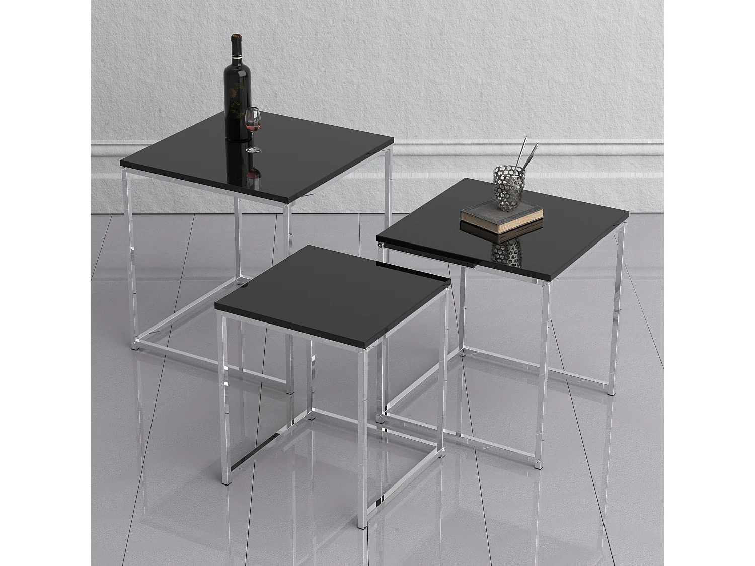 Side table & coffee table Glisal Black H. 40 x W. 40 x D. 42 cm