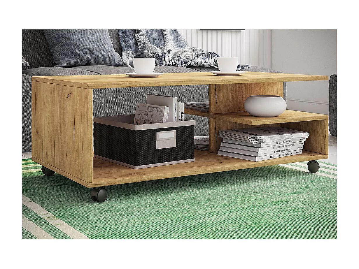 Holz Sofatisch Couchtisch Rollen rollbar Stango XL