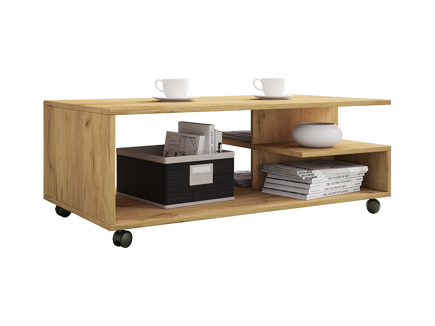 Holz Sofatisch Couchtisch Rollen rollbar Stango XL