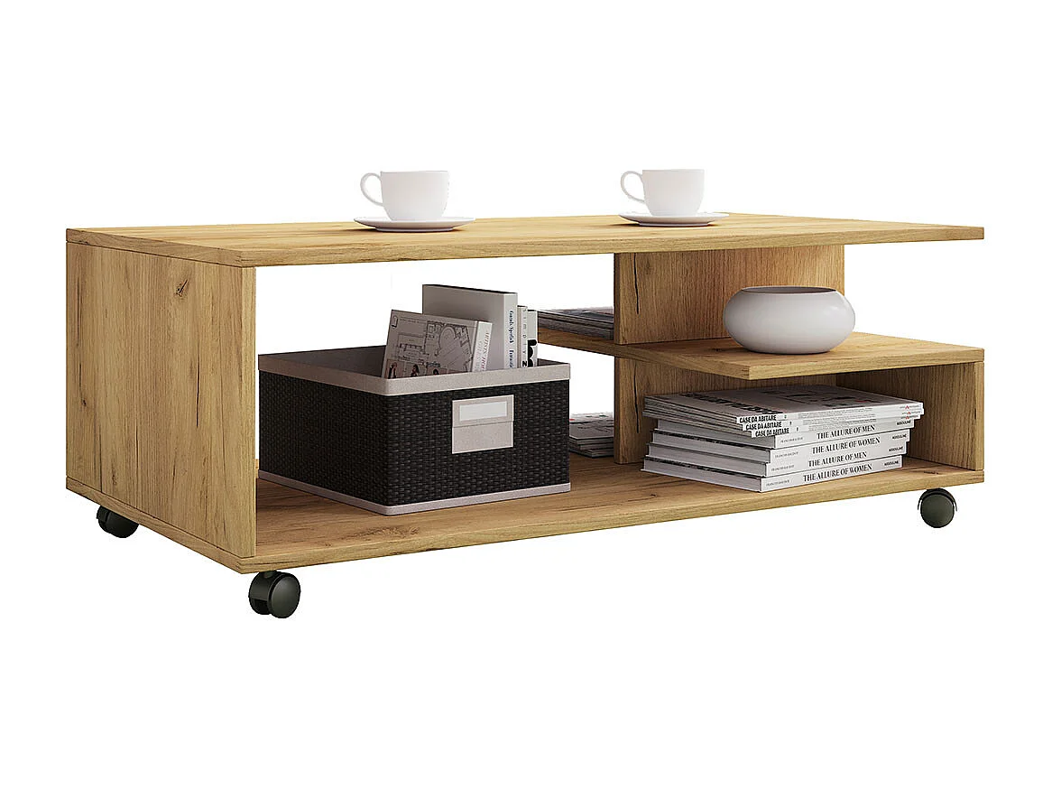 Holz Sofatisch Couchtisch Rollen rollbar Stango XL