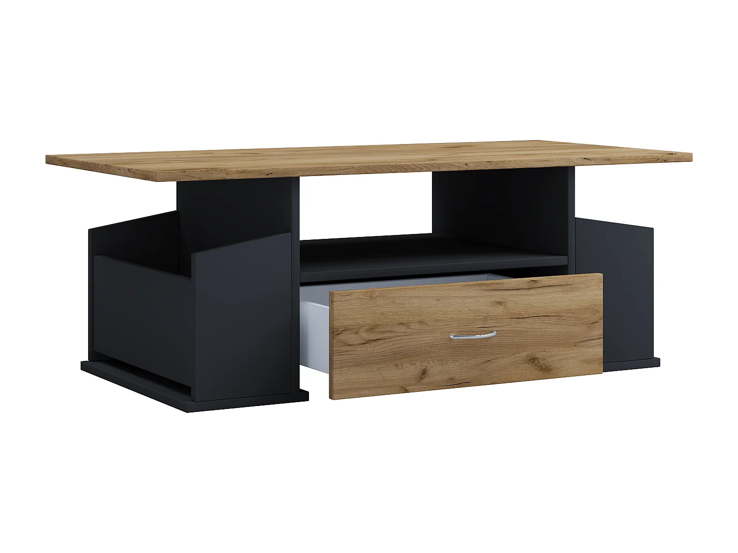Side table & coffee table Junata Anthracite / honey oak H. 44 x W. 110 x D. 52 cm