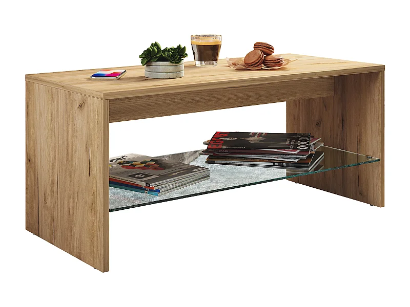 Holz Sofatisch Couchtisch Glas Wisal