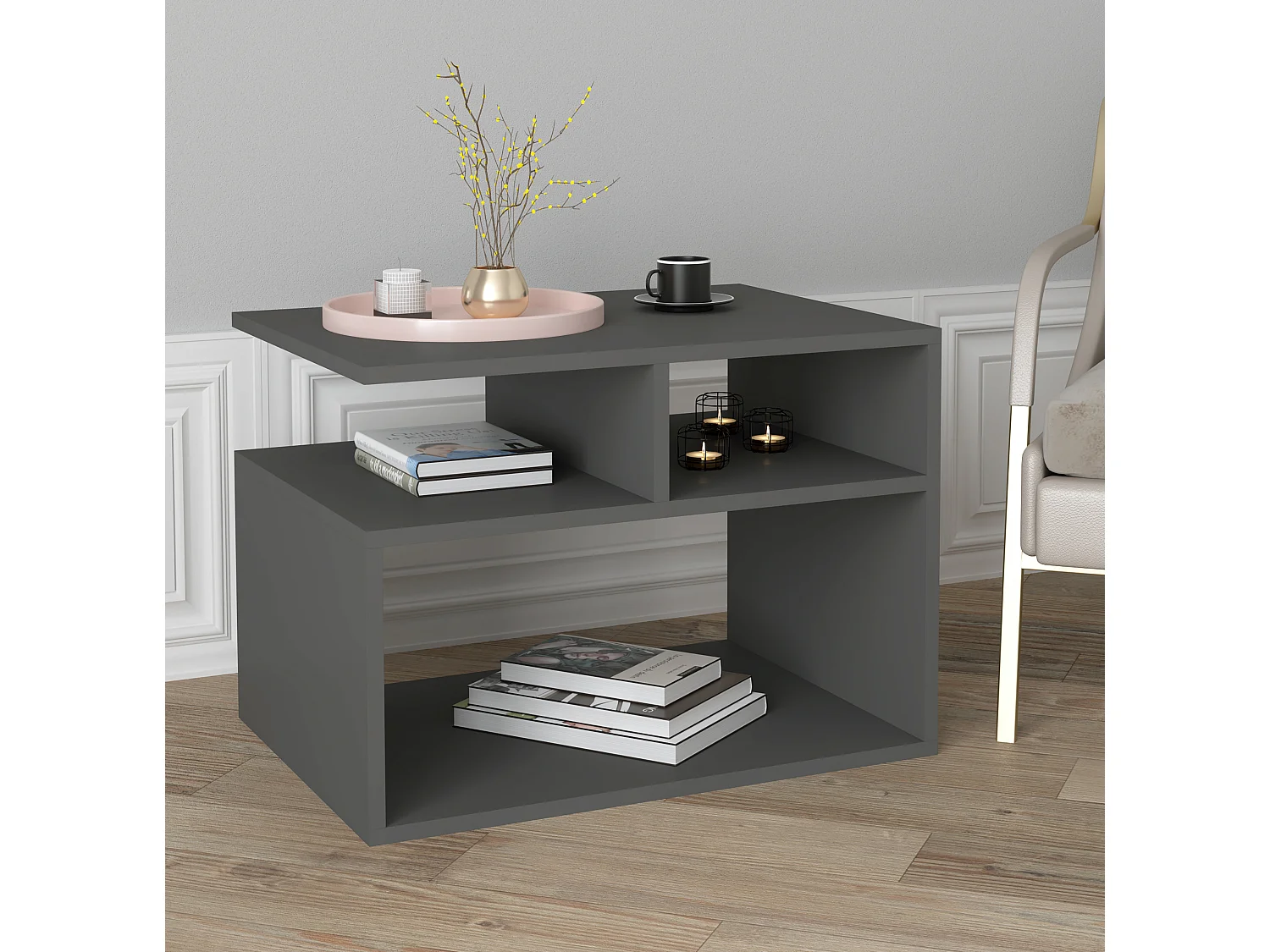 Tavolino da caffè in legno tavolo da divano Wolas