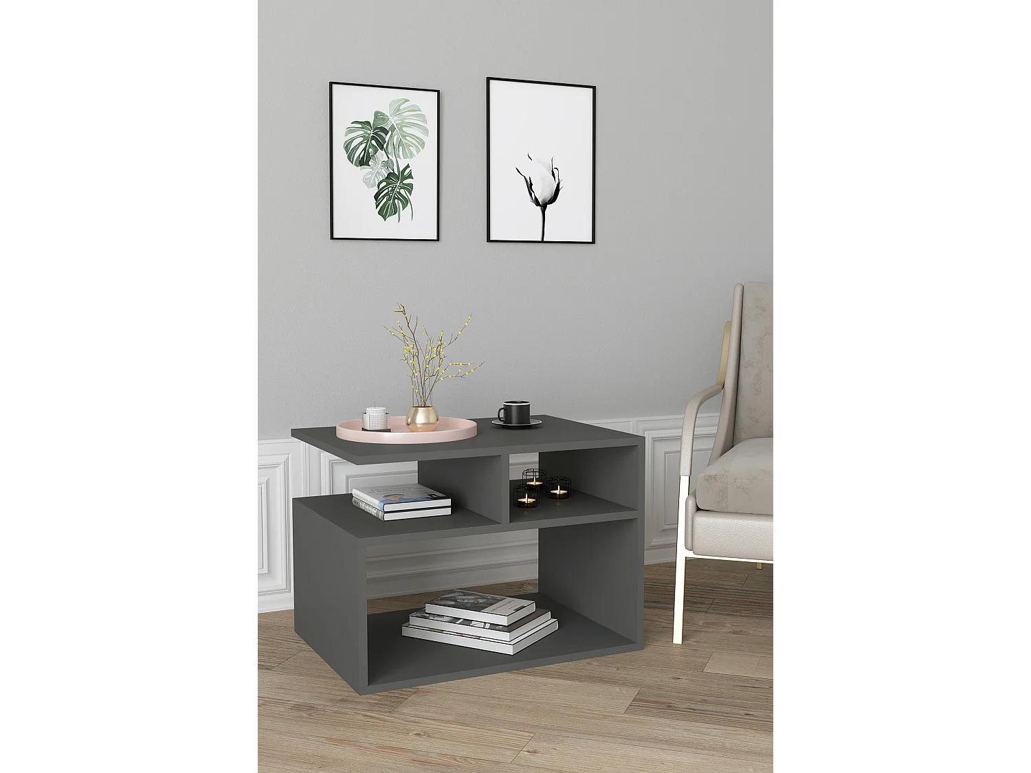 Tavolino da caffè in legno tavolo da divano Wolas