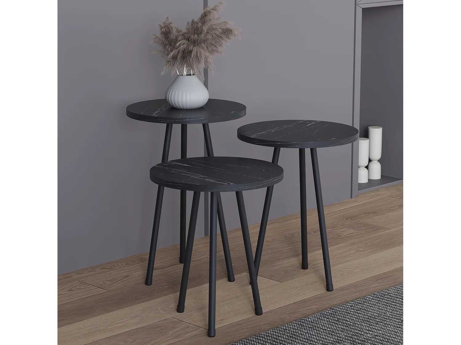Side table & coffee table Mirola Black H. 52 x W. 34 x D. 34 cm