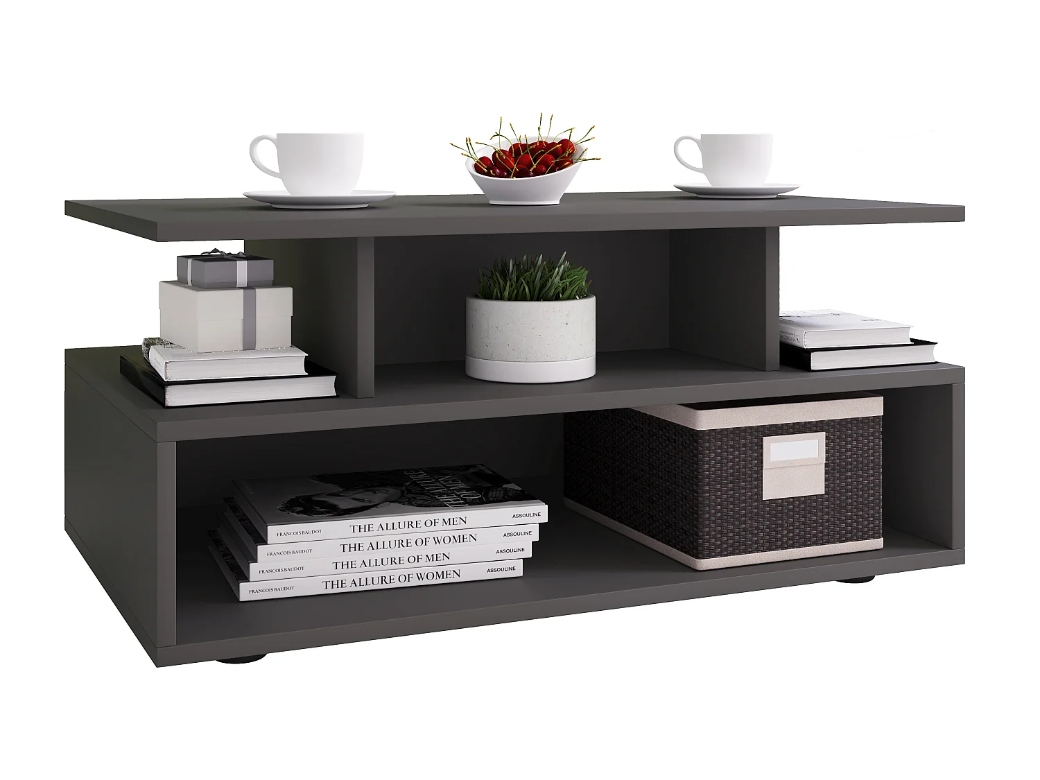 Mesa lateral & mesa de café Esila Antracite Dimensões aprox. A. 40 x L. 80 x P. 50 cm