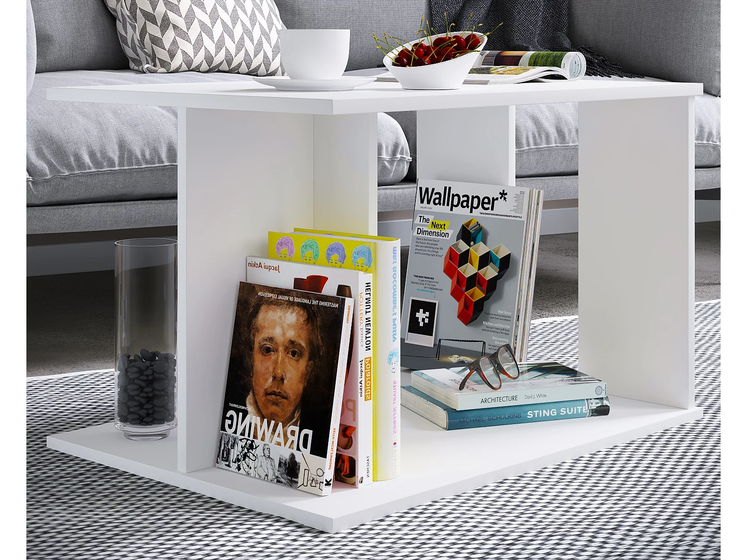 Side table & coffee table Kenzilo White H. 45 x W. 69 x D. 50 cm