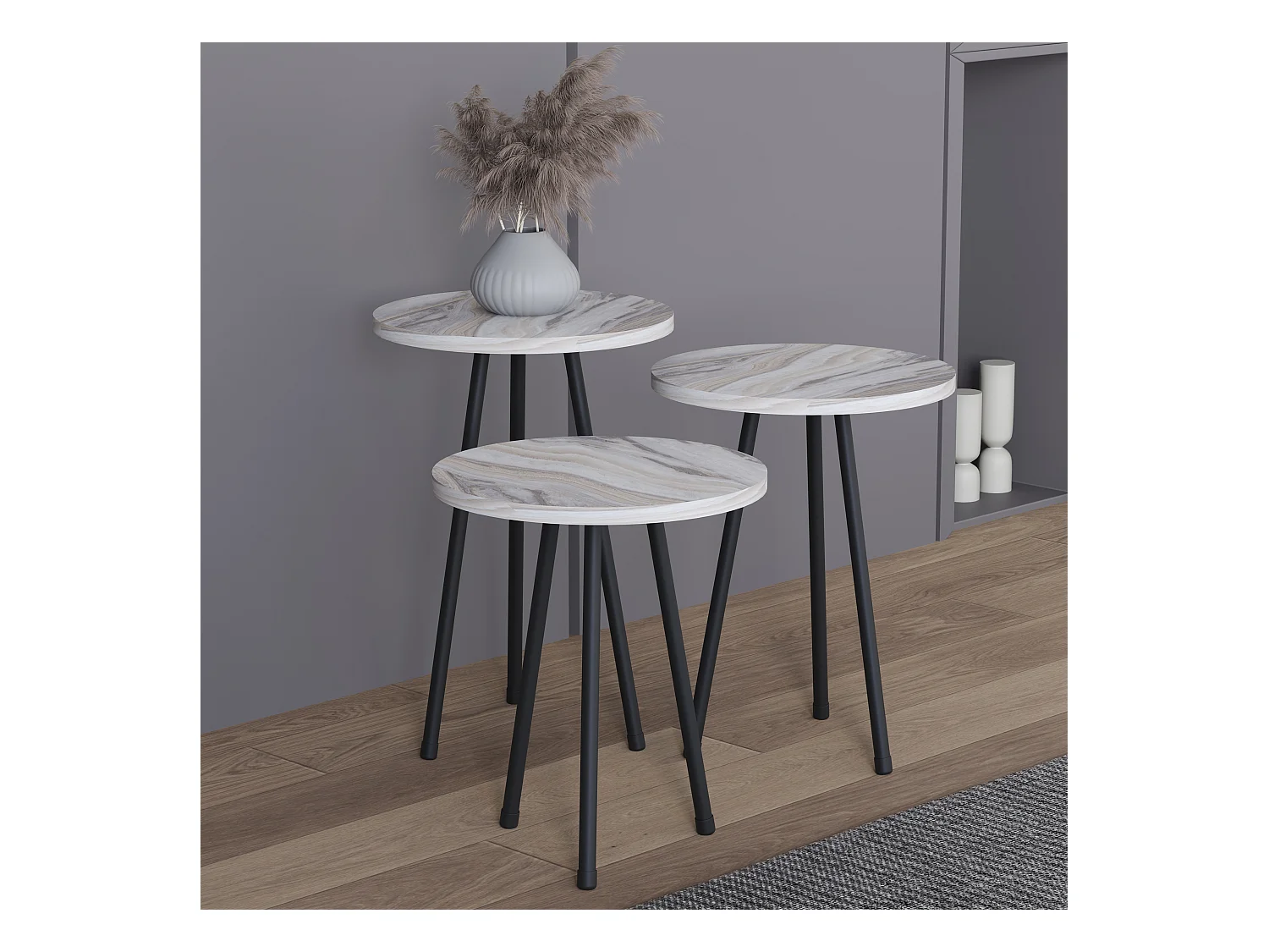 Side table & coffee table Mirola White H. 52 x W. 34 x D. 34 cm