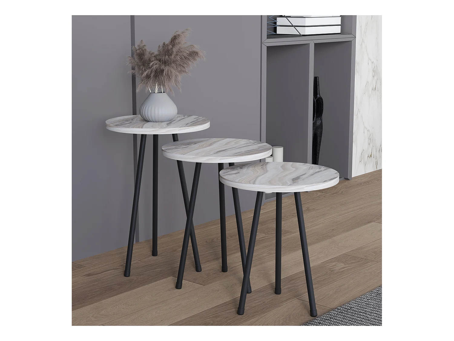 Side table & coffee table Mirola White H. 52 x W. 34 x D. 34 cm