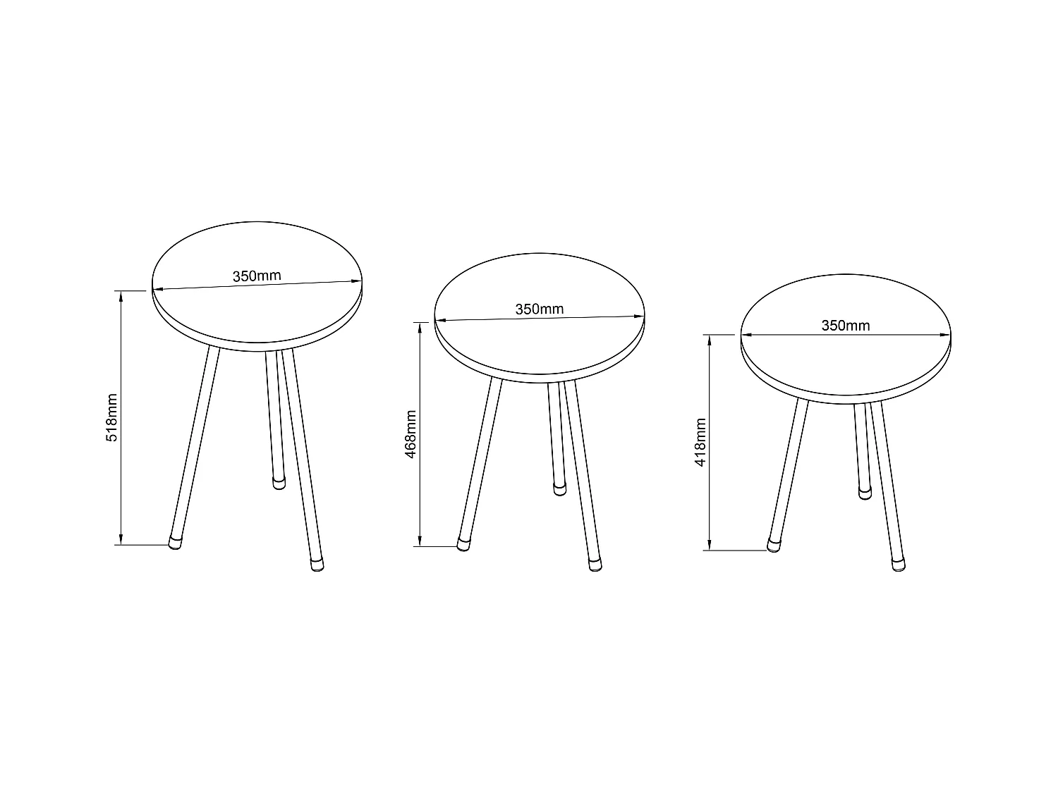 Side table & coffee table Mirola White H. 52 x W. 34 x D. 34 cm
