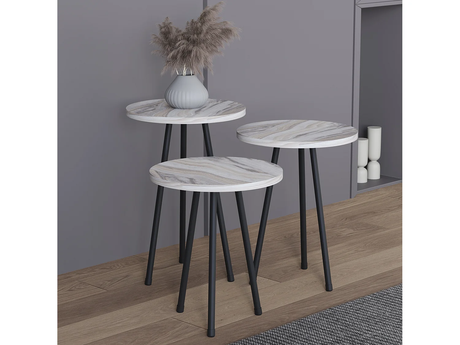 Side table & coffee table Mirola White H. 52 x W. 34 x D. 34 cm