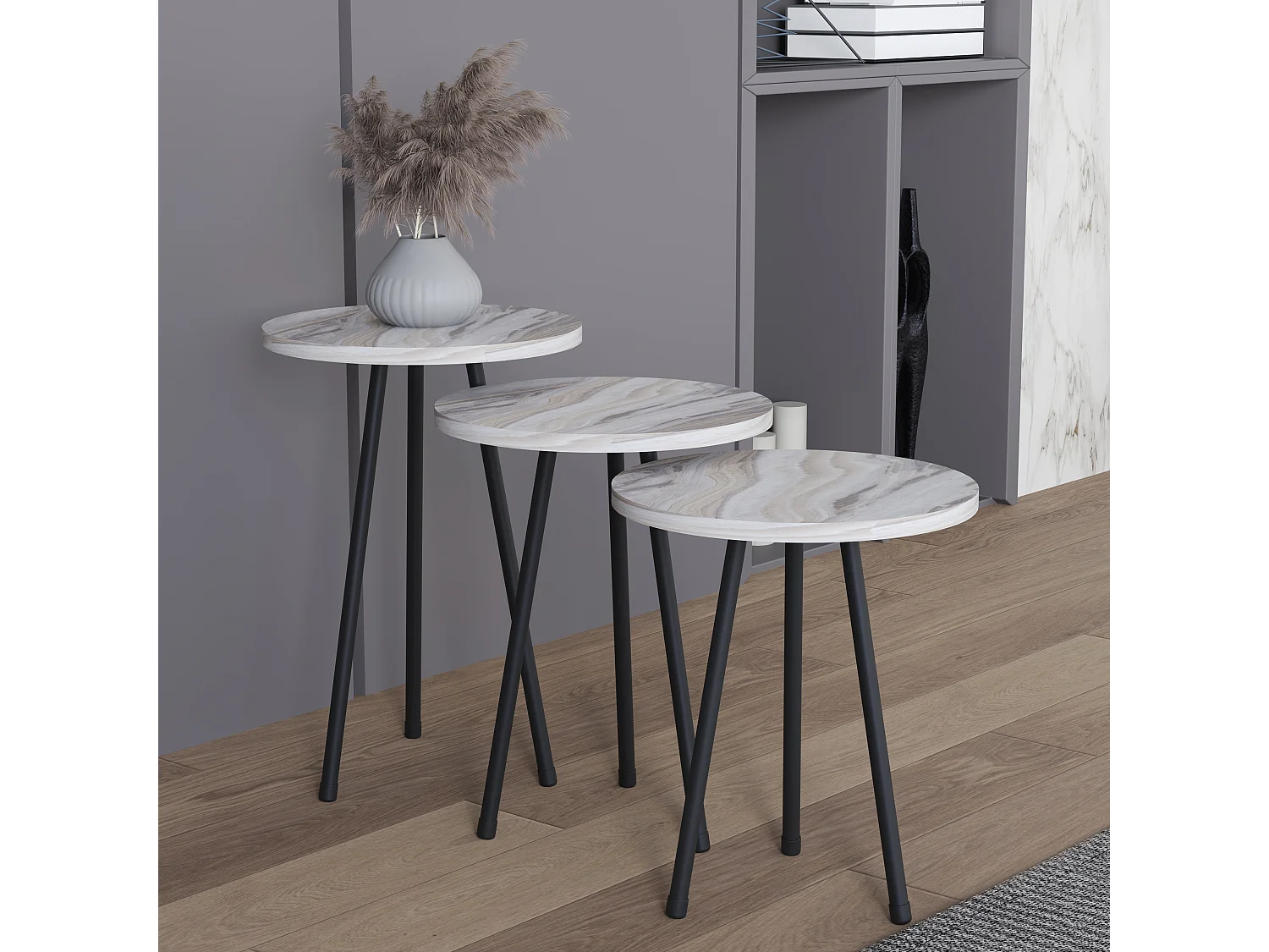 Side table & coffee table Mirola White H. 52 x W. 34 x D. 34 cm