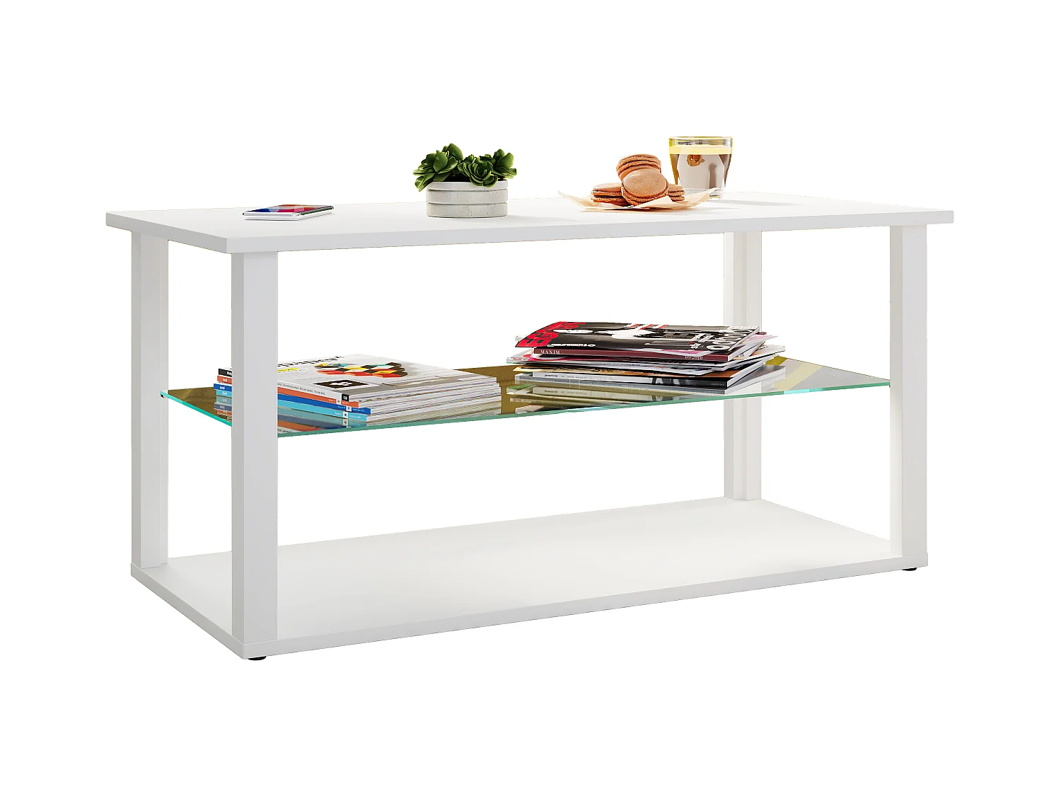 Side table & coffee table Wanilo White H. 45 x W. 95 x D. 45 cm