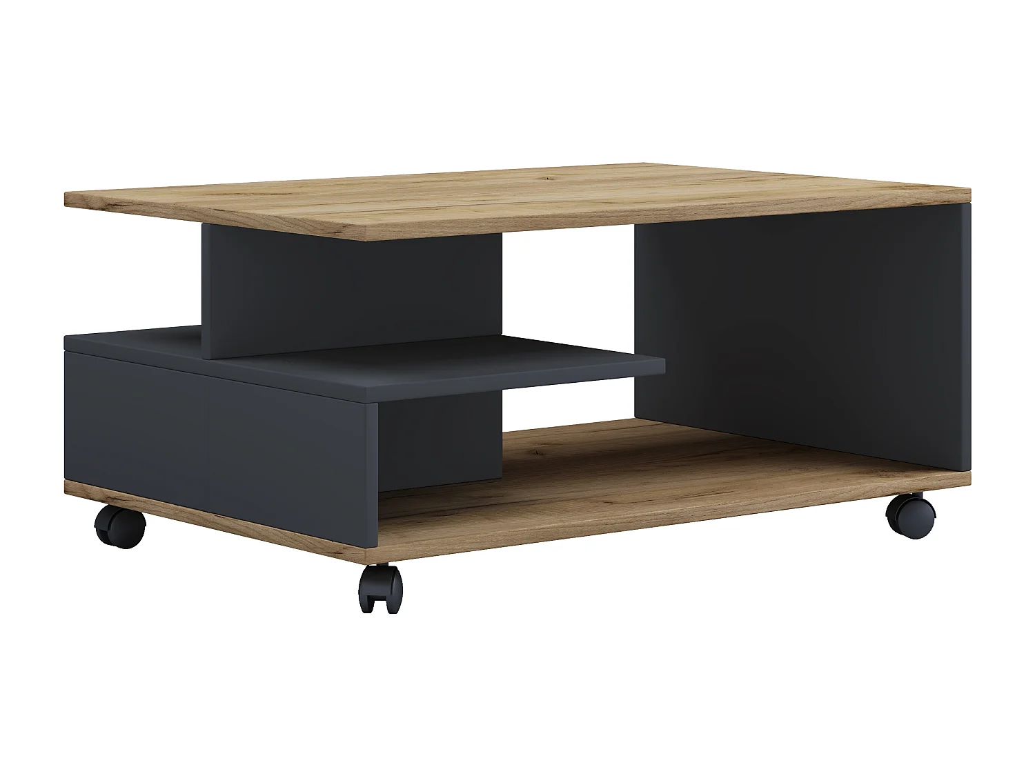 Side table & coffee table Stango Anthracite / honey oak Dimensions approx. H. 41 x W. 80 x D. 50 cm