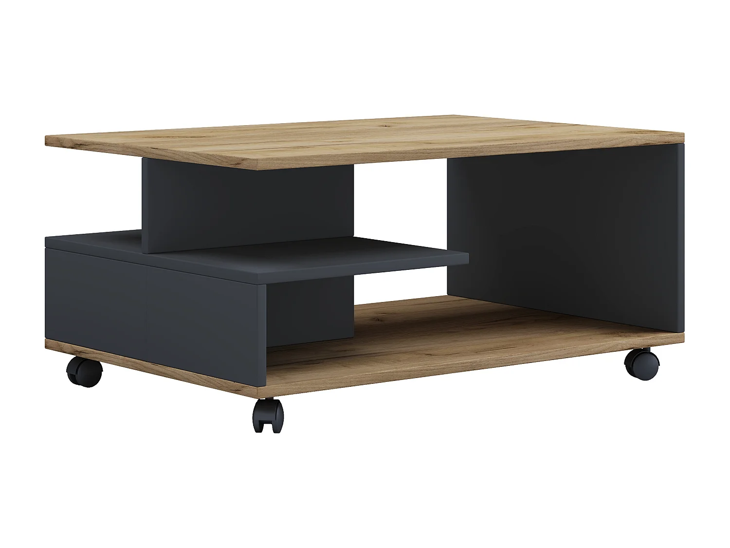 Side table & coffee table Stango Anthracite / honey oak Dimensions approx. H. 41 x W. 80 x D. 50 cm