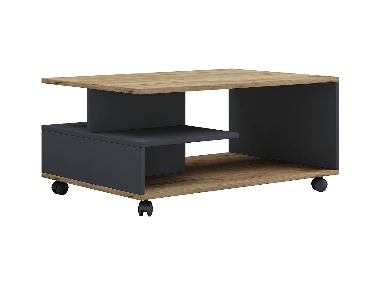Side table & coffee table Stango Anthracite / honey oak Dimensions approx. H. 41 x W. 80 x D. 50 cm